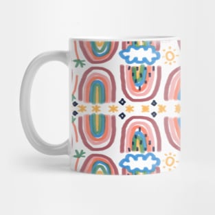 Rainbow No. 8 - flowers eyes stars moon sun rain and palm trees pattern Mug